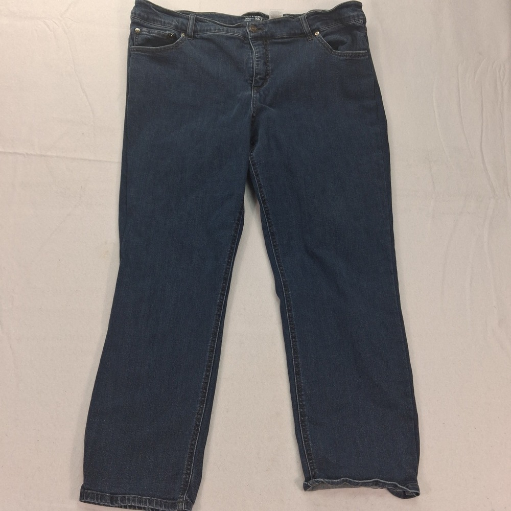 Terra & Sky Jeans Womens 18W Petite Straight Dark Wash Stretch EUC